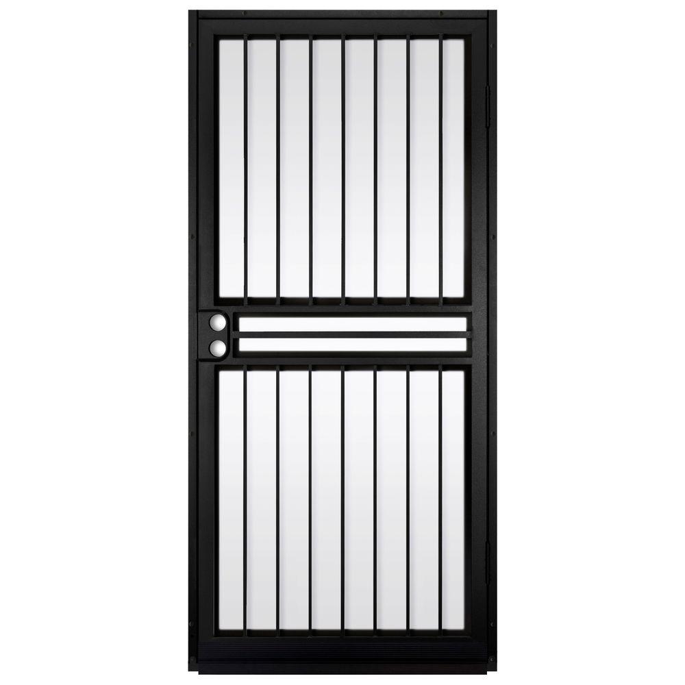 Unique Home Designs 36 In X 80 In Guardian Black Surface Mount   Black Unique Home Designs Security Doors Idr10000362004 64 1000 