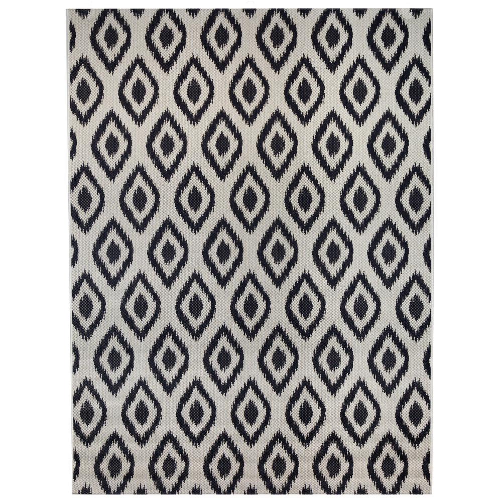 Hampton Bay Ikat Navy 7 ft. 10 in. x 9 ft. 10 in. Indoor/Outdoor Area