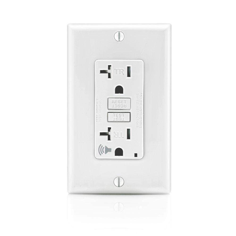 Leviton 20 Amp SmartlockPro Self-Test Slim GFCI Outlet With Audible ...