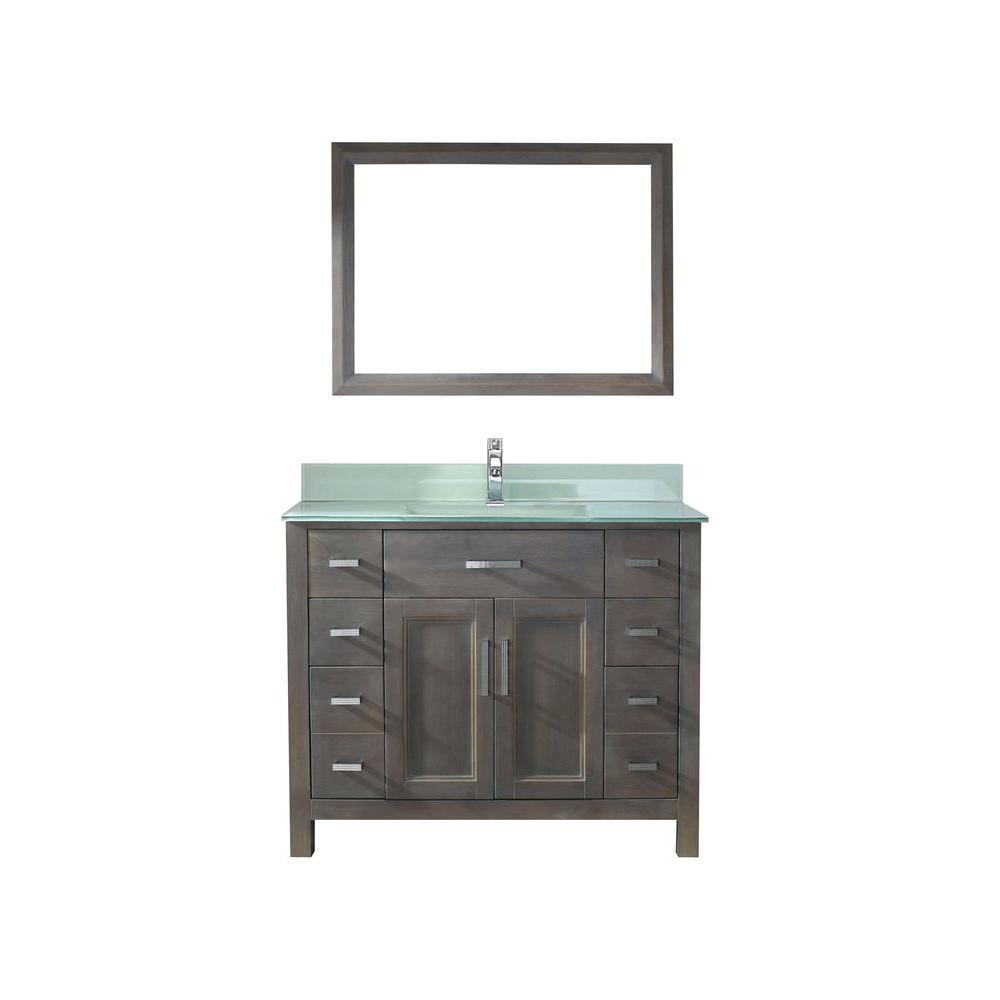 Studio Bathe Kelly 42 in. Vanity in French Gray with Glass Vanity Top