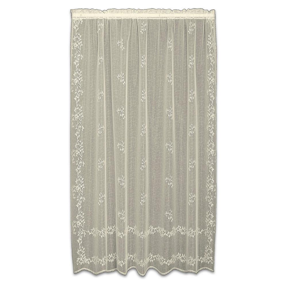 LICHTENBERG Sheer White Alison Lace Curtain Swag, 58 in. W x 32 in. L