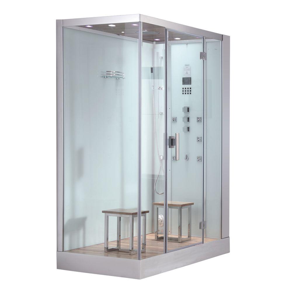 Ariel 59 in. x 35.4 in. x 89.2 in. Steam Shower Enclosure Kit in White