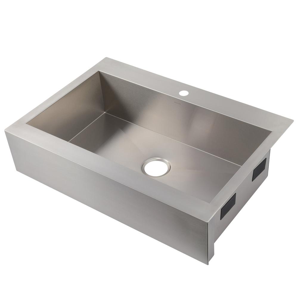 Kohler Vault Farmhouse Apron Front Stainless Steel 36 In 4 Hole Single Bowl Kitchen Sink