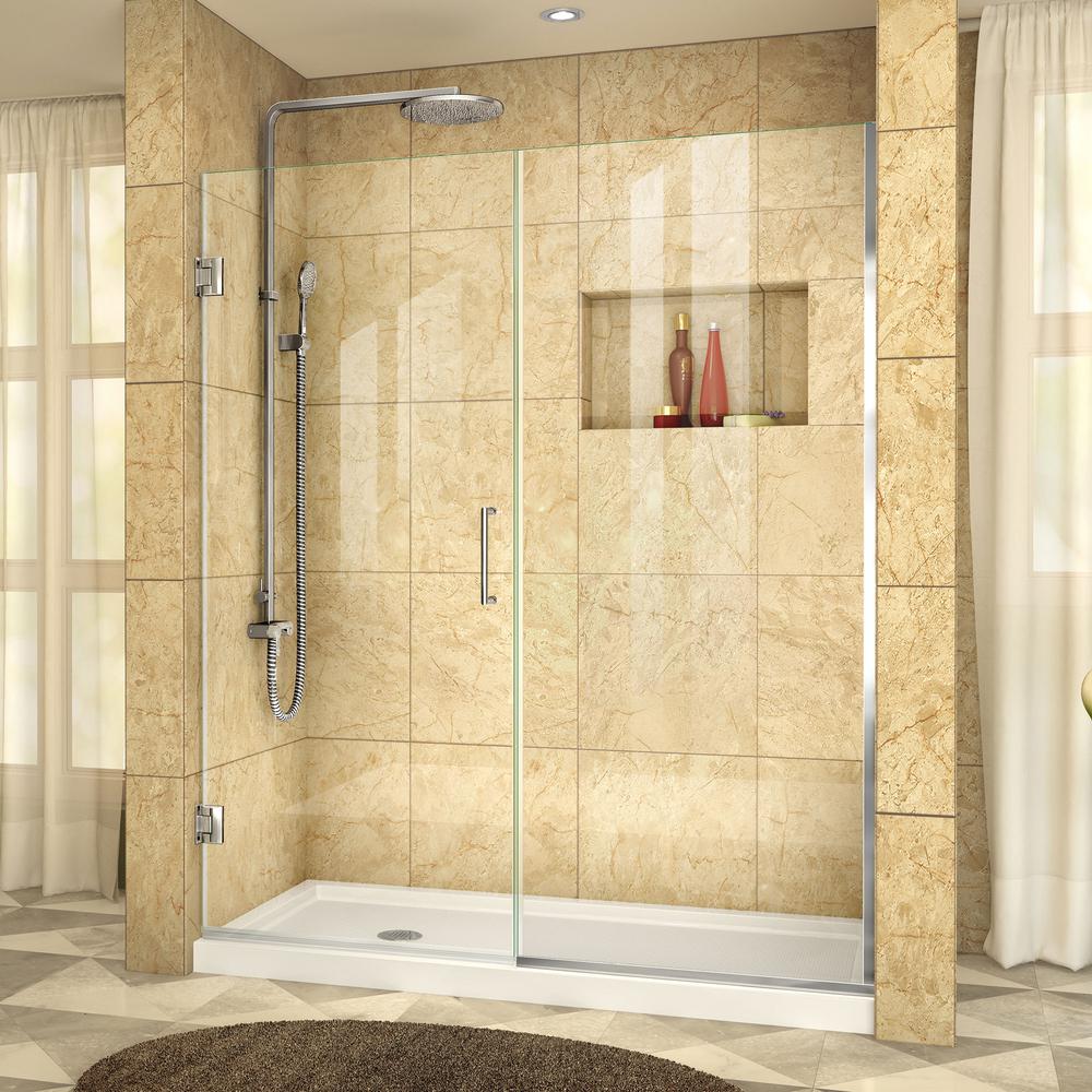 Dreamline Unidoor Plus 57 12 In To 58 In X 72 In Semi Frameless Pivot Shower Door With