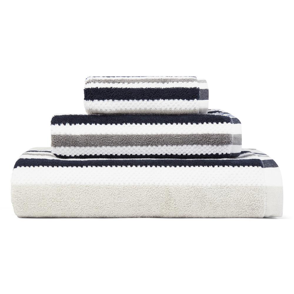 Nautica Jules Grey 3 Piece Terry Cotton Bath Towel Set USHSAC1120189   Gray Nautica Bath Towels Ushsac1120189 64 600 