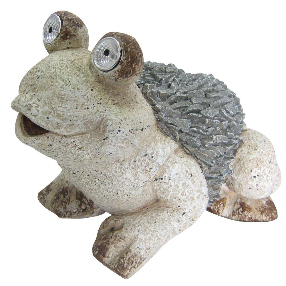 solar frog garden statue