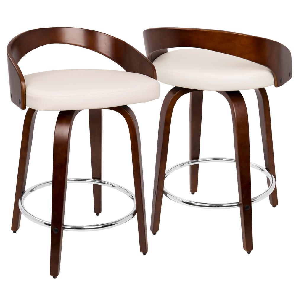 Low Back Cherry Bar Stools Kitchen Dining Room Furniture Grotto Cherry Wood And White Swivel Counter Stool