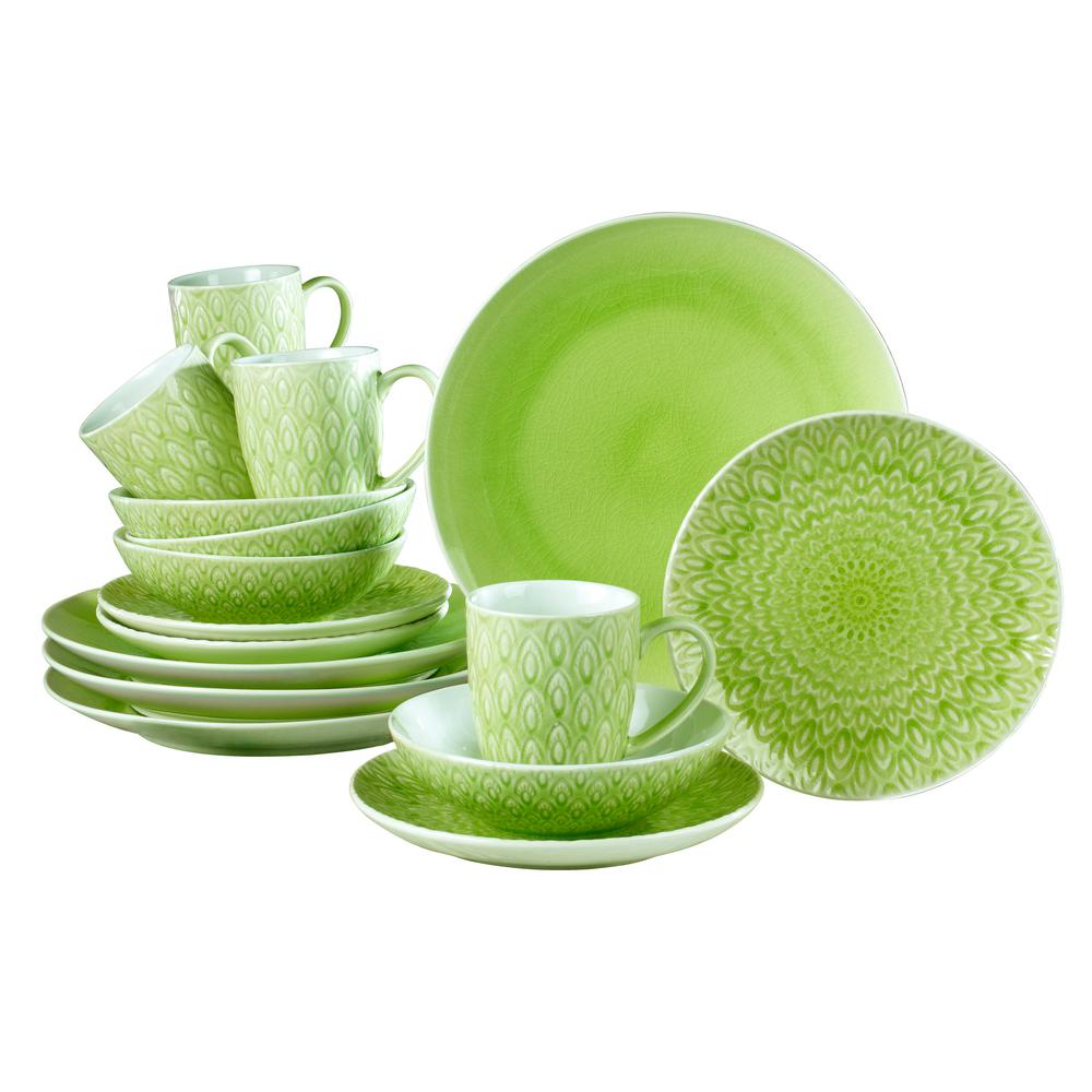 lime green pots and pans set