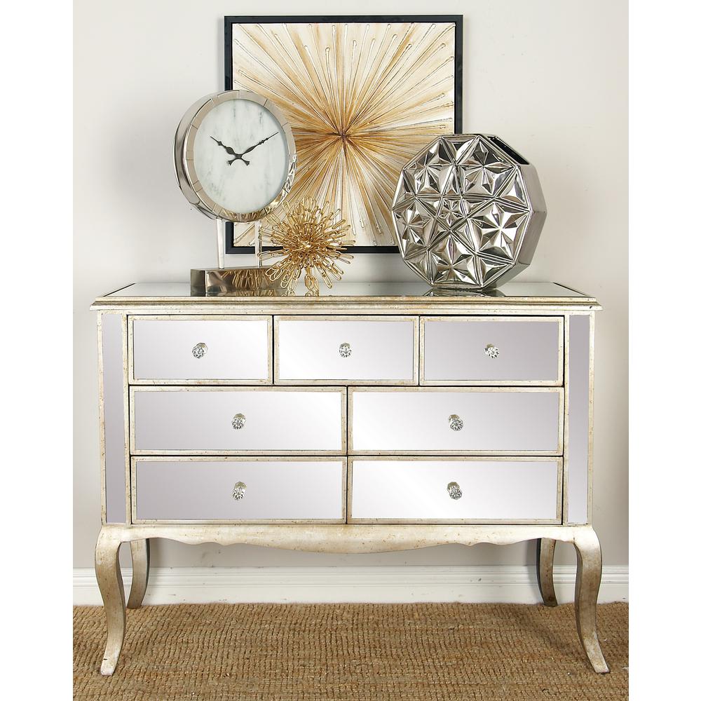 Litton Lane 44 In X 34 In Rectangular 7 Drawer Wood And Mirrored
