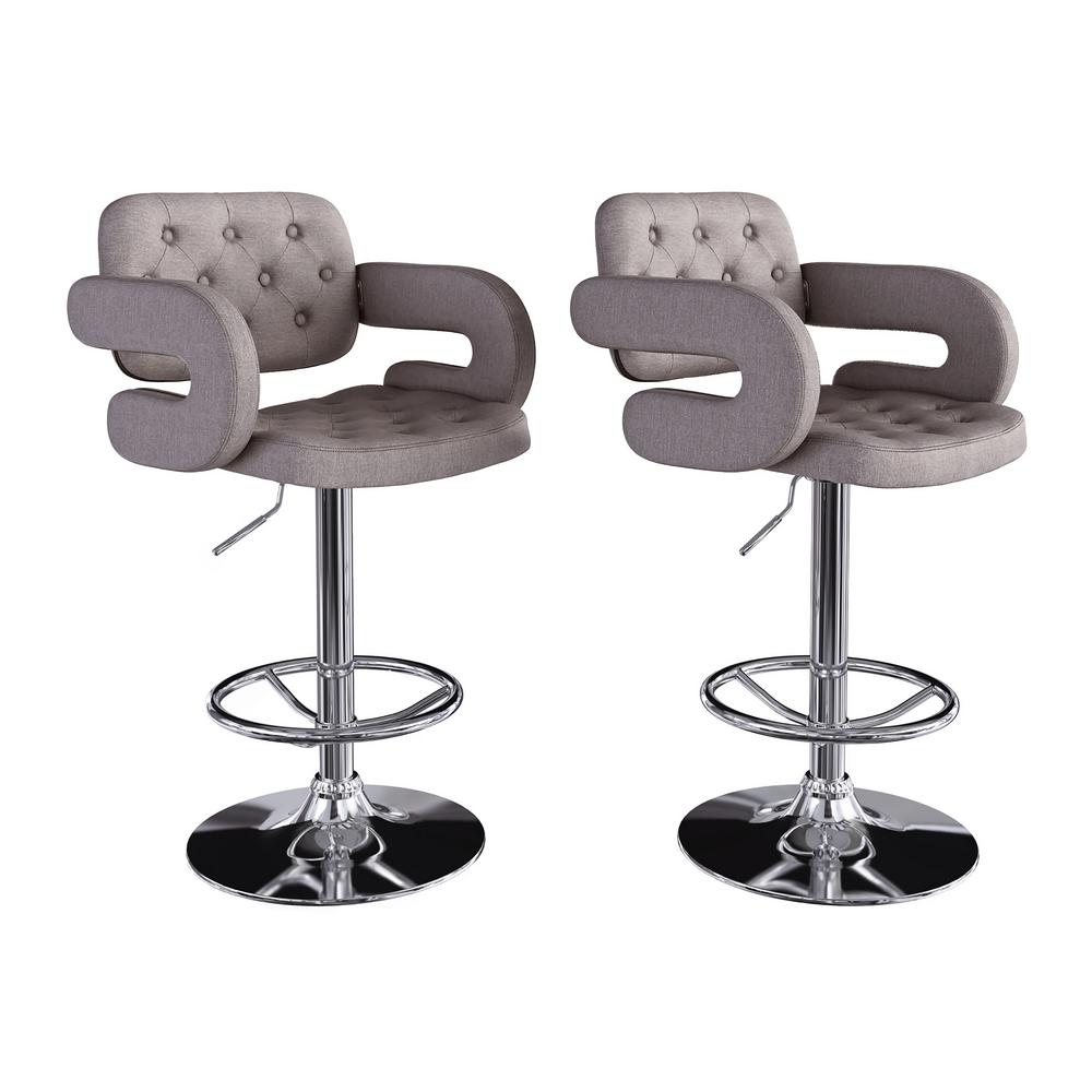 Corliving Adjule Height Tufted Um Grey Fabric Bar Stool Set Corliving Adjule Height Tufted Um Grey Fabric Bar Stool Set Of 2