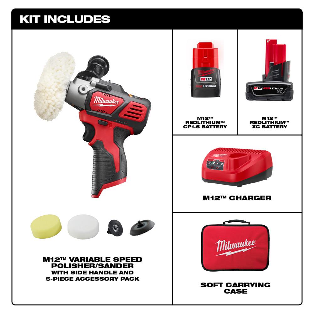 Buffers & Polishers MILWAUKEE 243820 M12 Cordless Polisher No Battery