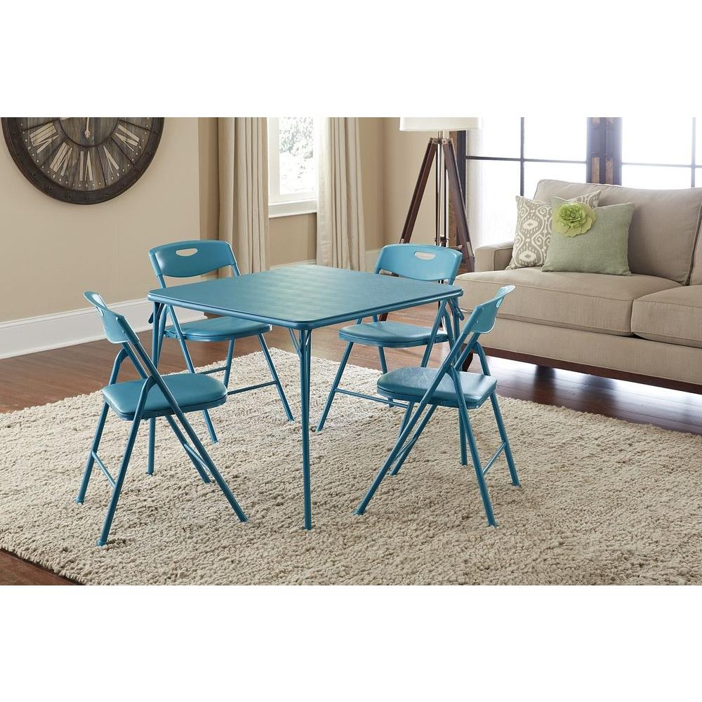 Plastic Table And Chair Set Folding Tables Chairs 5 Piece Teal Folding And Chair Set
