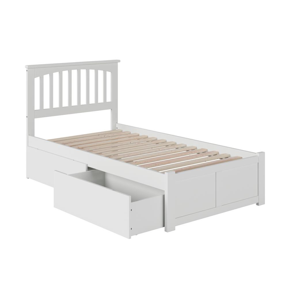 Atlantic Furniture Mission White Twin Platform Bed With Flat Panel