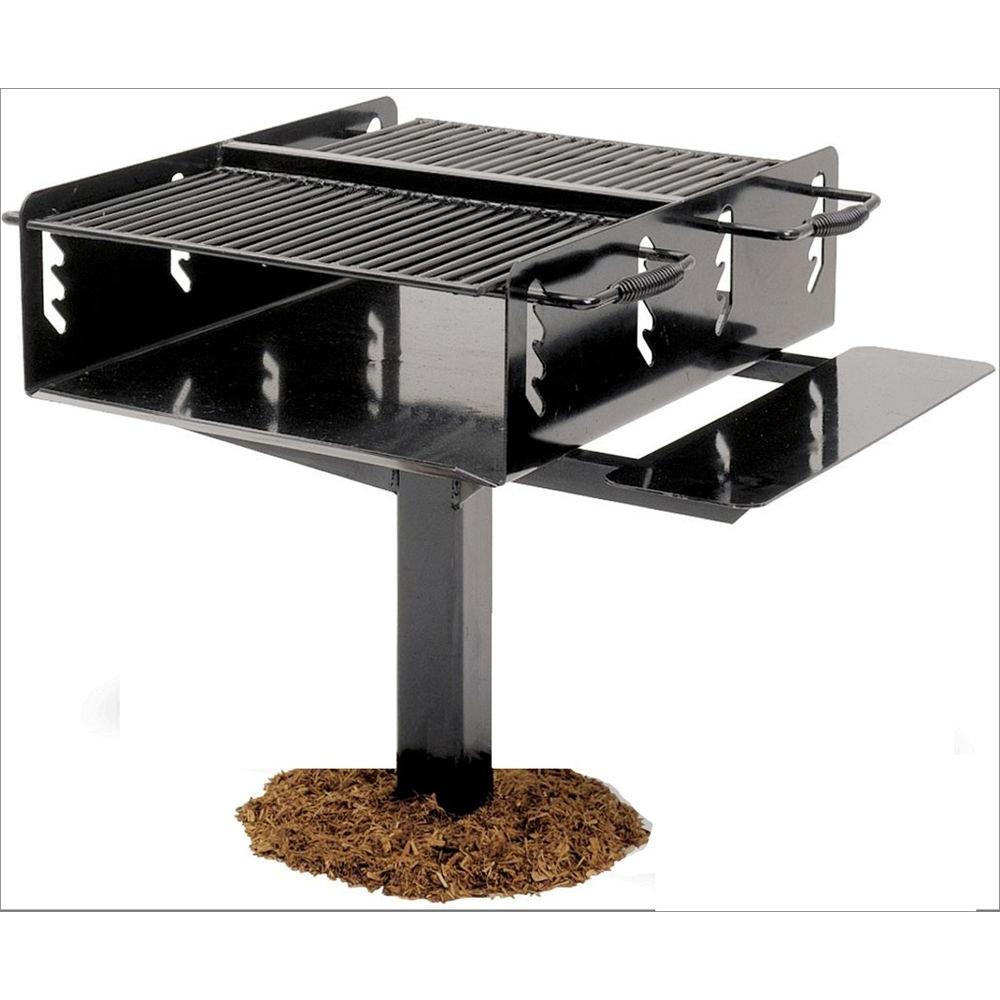 Ultra Play 4 inch Commercial Park Bi-Level Charcoal Grill with Post by Ultra Play