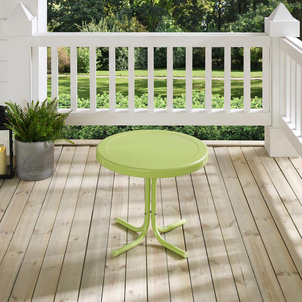 Crosley Retro Metal Key Lime Round Metal Outdoor Side Table Co1011a Kl The Home Depot