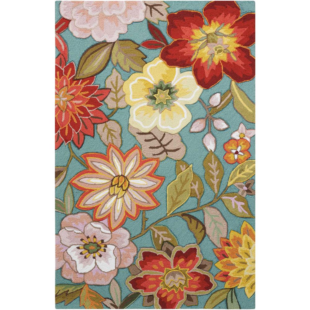 Nourison Spring Blossom Aqua 3 ft. 6 in. x 5 ft. 6 in. Area Rug-104427 ...