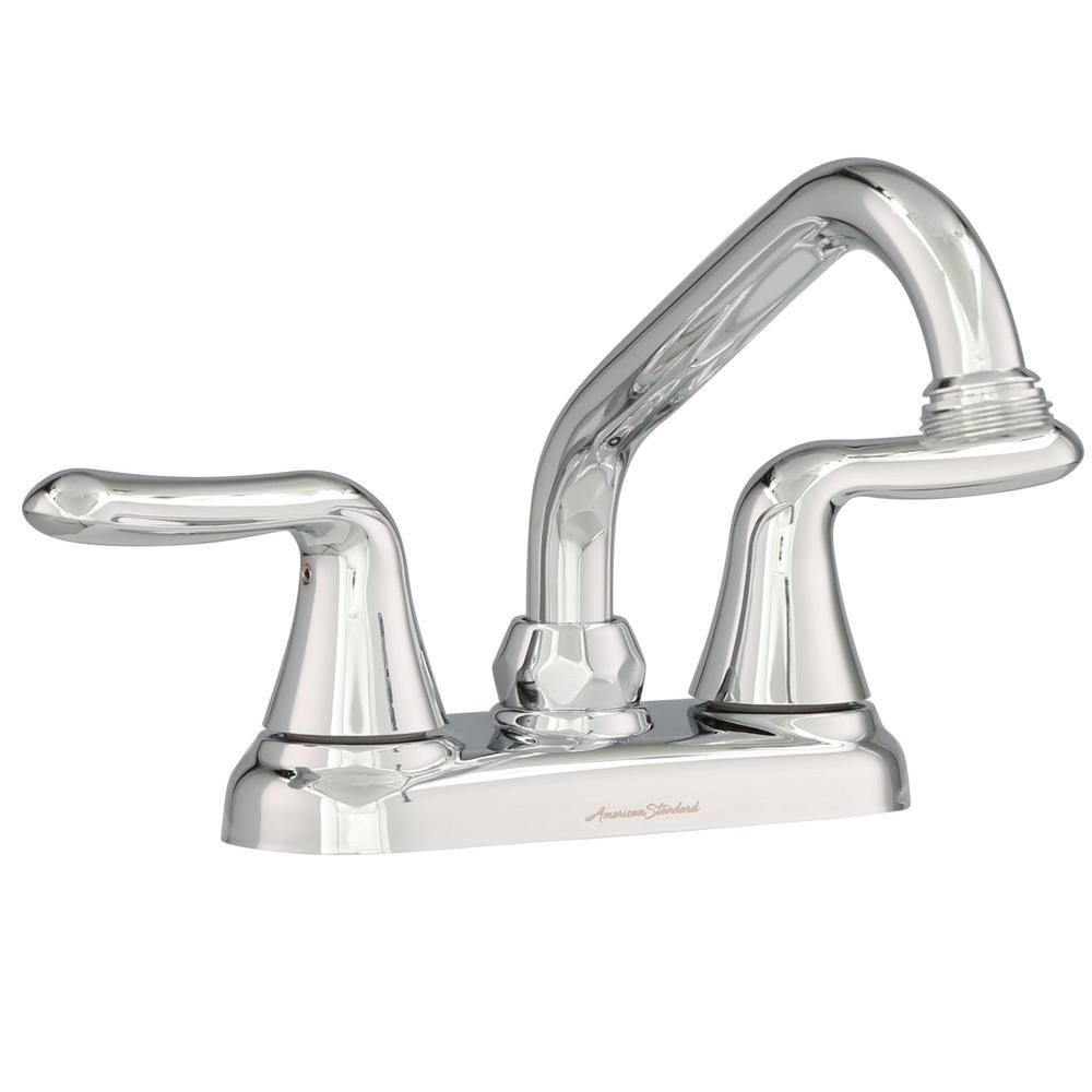 American Standard Colony Soft 4 In 2 Handle Low Arc Laundry Faucet In Polished Chrome With Hose End 2475 540 002 The Home Depot