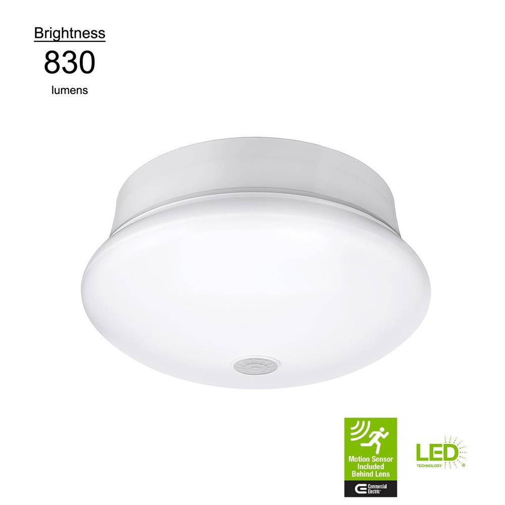 White Flush Mount Lights Lighting The Home Depot Motion Sensor Controlled Lighting 7 In Round White 60 Watt Equivalent Integrated Led Flush