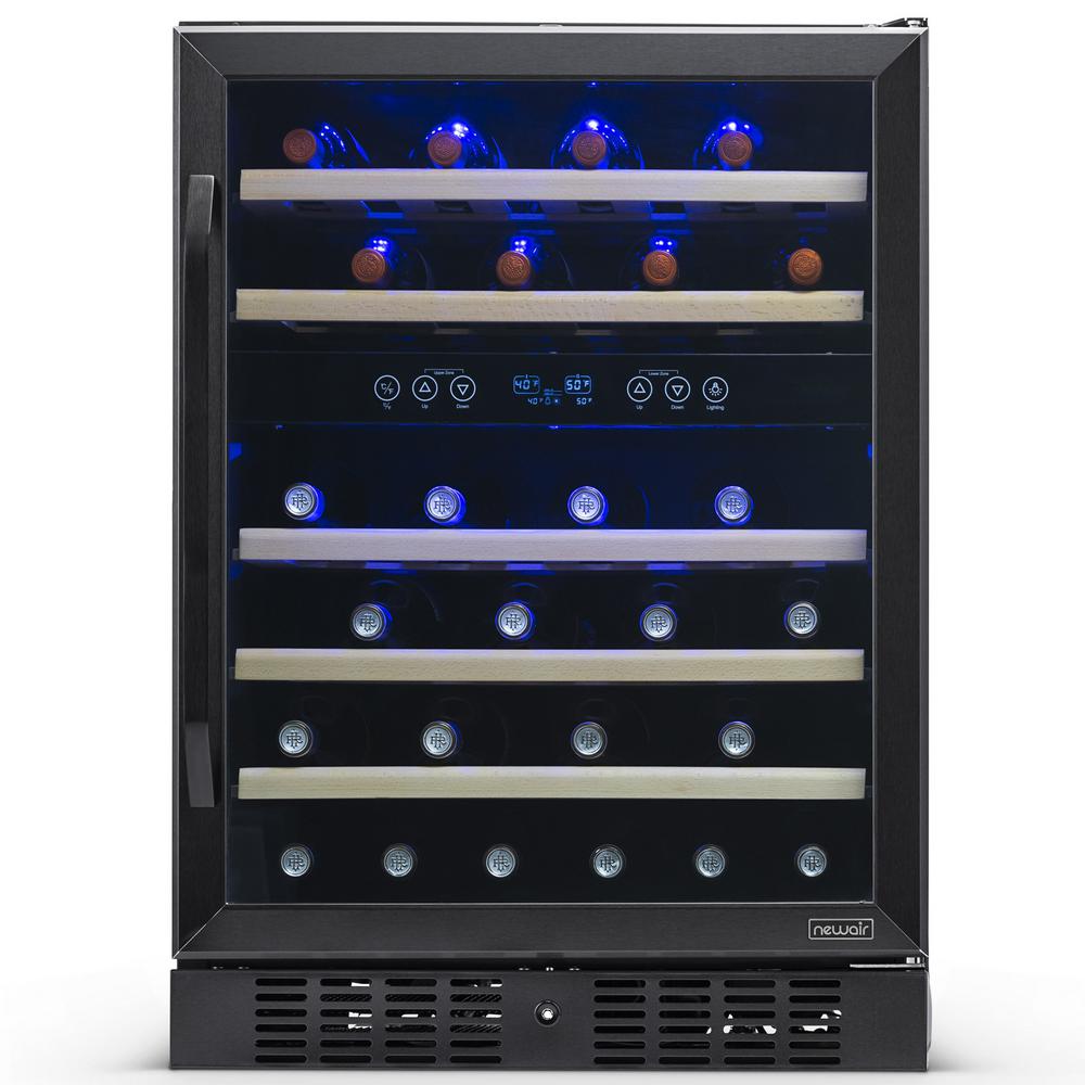 NewAir Dual Zone 24 In. 46-Bottle Built-In Wine Cooler Fridge With ...