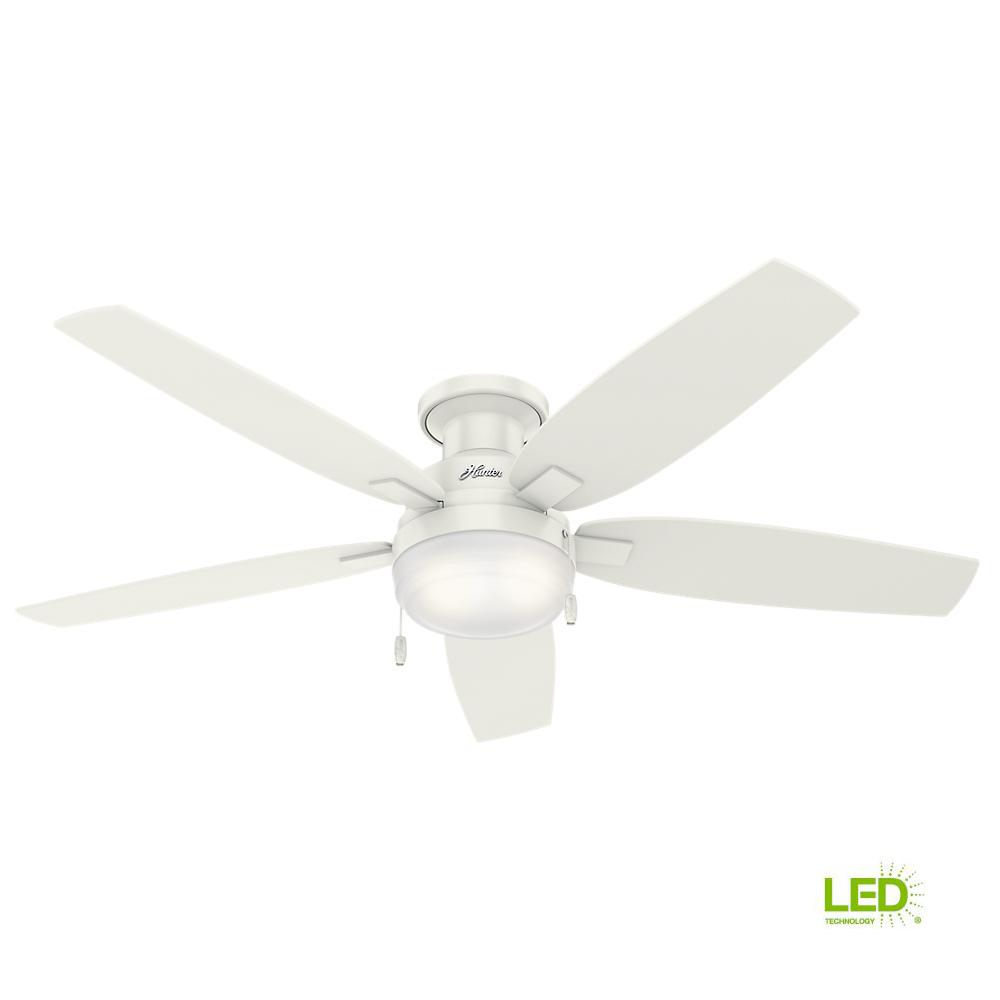 Hunter White Flush Mount Ceiling Fans Lighting The Home Depot Led Indoor Fresh White Flush Mount Ceiling Fan With Light