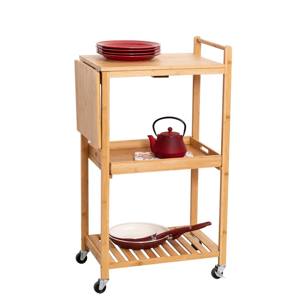 Honey Can Do Multi Purpose Bamboo Kitchen Cart With Shelf Crt Multi Purpose Bamboo Kitchen Cart