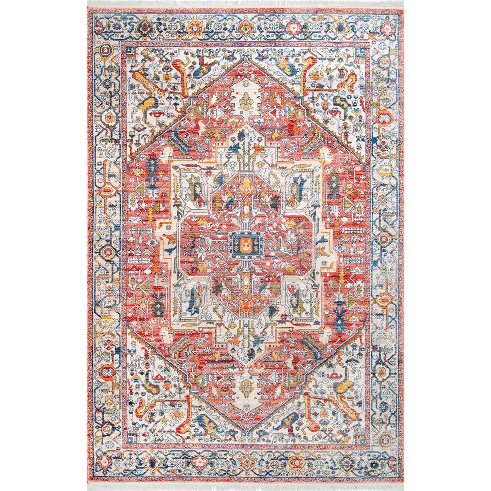Nuloom Ehtel Medallion Fringe Orange 8 Ft X 10 Area Rug