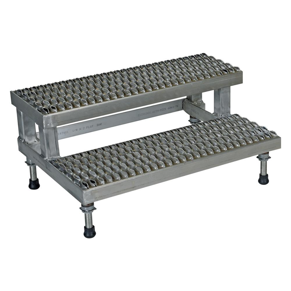 Vestil 36 inch x 23 inch 2 Step Adjustable Stainless Steel Step Mate Stand by Vestil