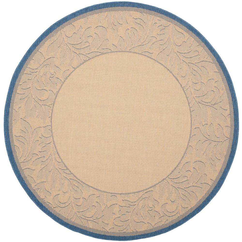 Safavieh Courtyard Natural/Blue 7 ft. x 7 ft. Indoor/Outdoor Round Area