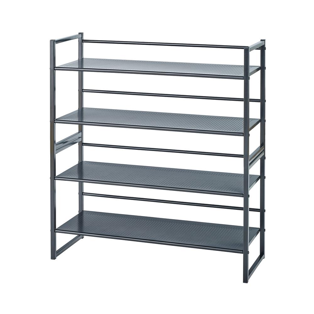 Neatfreak 10 8 In H X 32 In W 2 Tier Stamped Metal Stackable Shoe Rack In Black Nfc050504e3629 001 The Home Depot