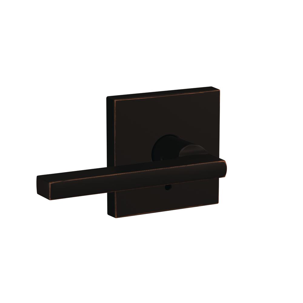 Schlage Custom Latitude Aged Bronze Collins Trim Combined Interior Door Lever