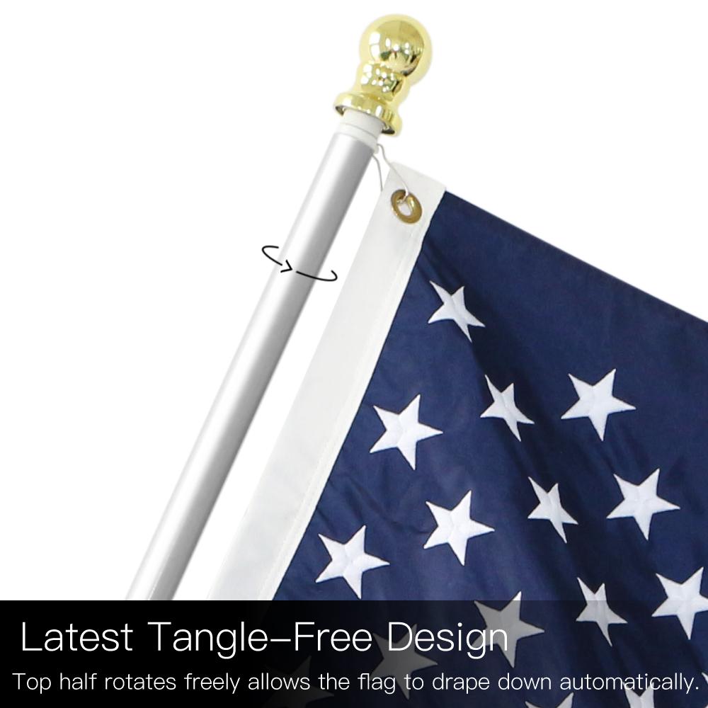 Anley 6 Ft Tangle Free Flagpole Aluminum Spinning Wall Mount 1 In Flag Pole Heavy Duty And Rust Free Silver A Flagpole Tanglefree Silver The Home Depot