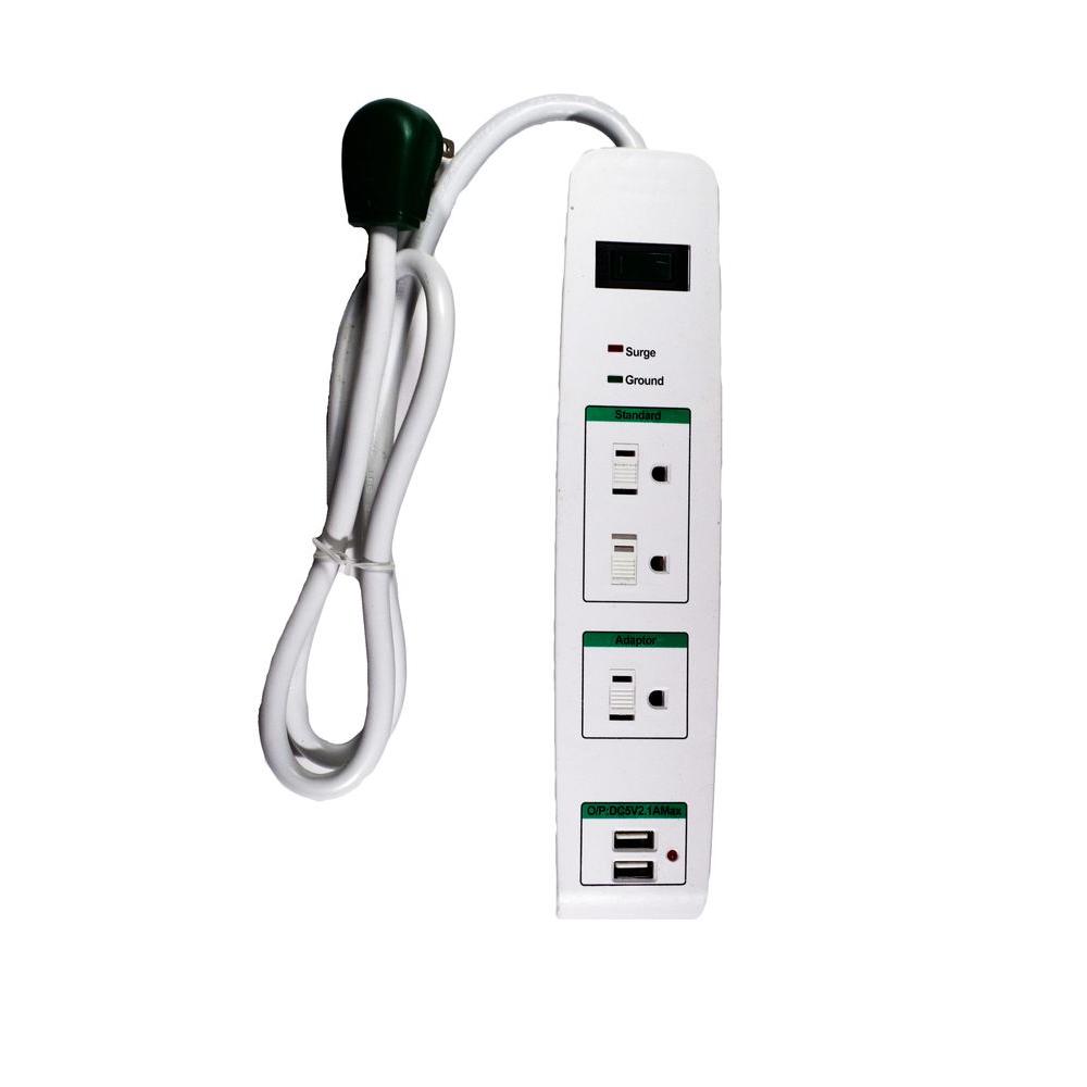 Power By Go Green 3 Outlets Surge Protector w/ 2 USB PortsGG13103USB
