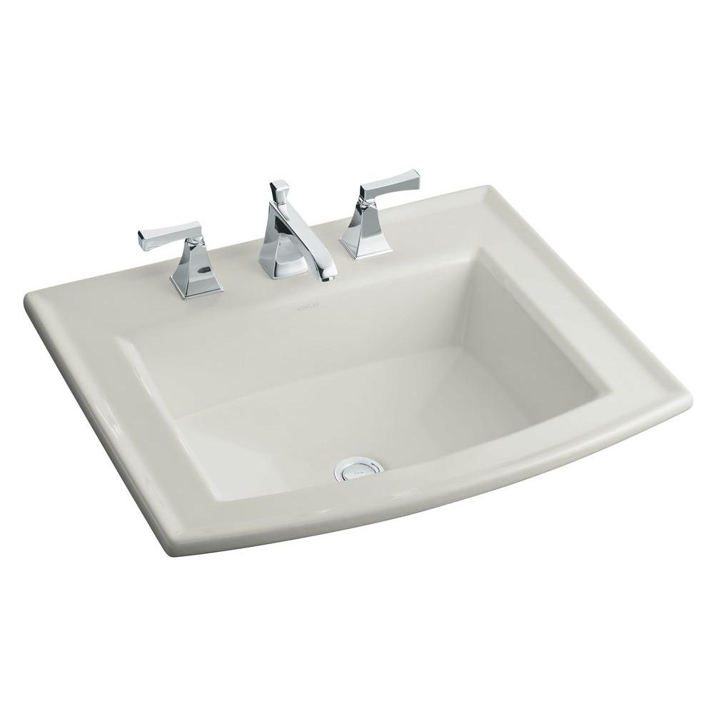 KOHLER Archer DropIn Glass Bathroom Sink in Ice Grey with Overflow