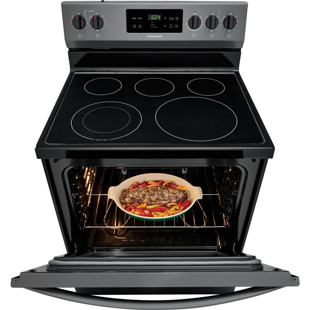 Frigidaire 30 In 5 3 Cu Ft Electric Range With Self Cleaning Oven In Black Stainless Steel Ffef3054td The Home Depot