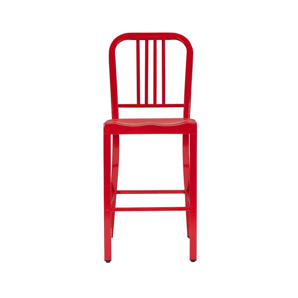 StyleWell Kipling Ruby Red Metal Counter Stool with Back (16.54 in. W x