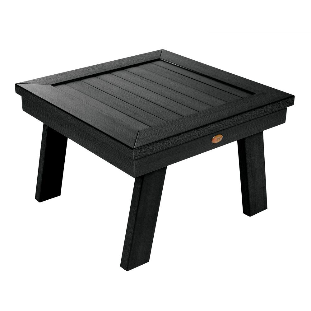 Highwood Adirondack Black Square Recycled Plastic Outdoor Side TableAD