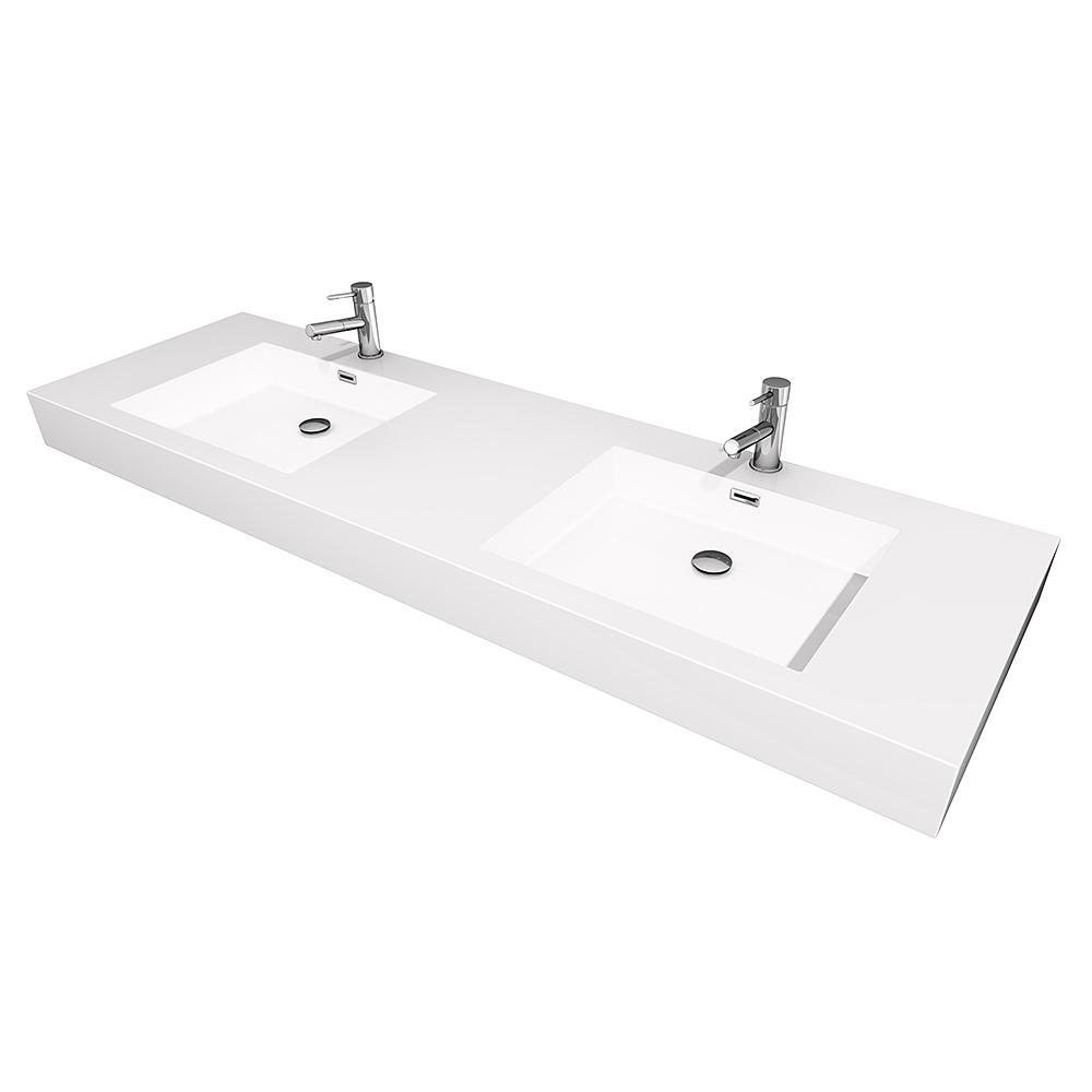 Amare 72 In W X 21 75 In D Resin Double Basin Vanity Top In White With White Basin