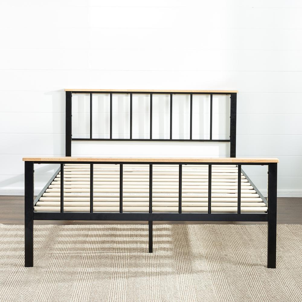 Zinus Contemporary Metal and Wood Black Queen Platform Bed FrameHD