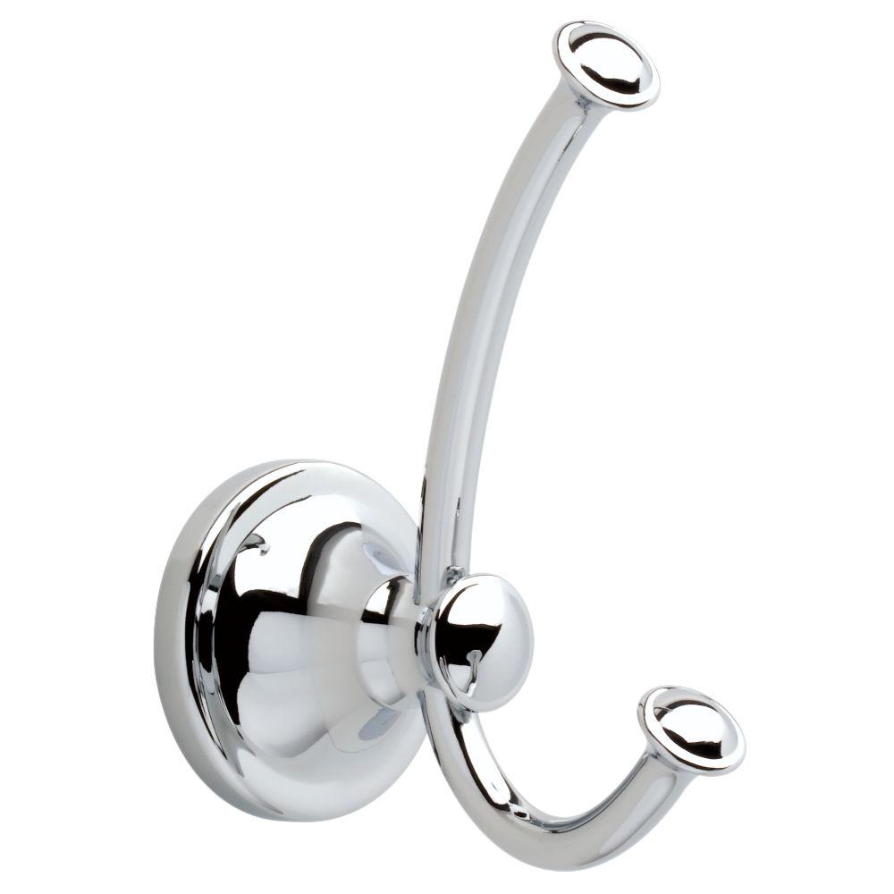 Delta Silverton Double Towel Hook In Chrome 132890 The Home Depot