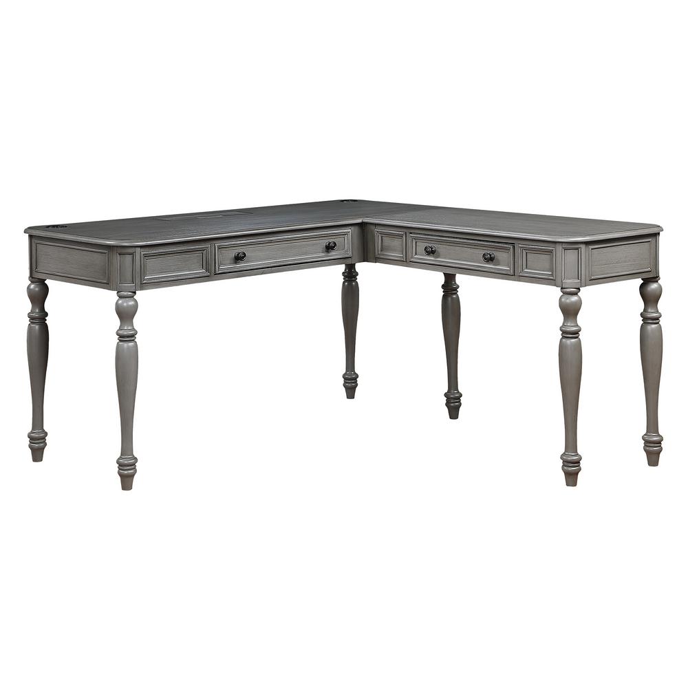 Osp Home Furnishings 59 94 In Gray L Shaped 2 Drawer Computer
