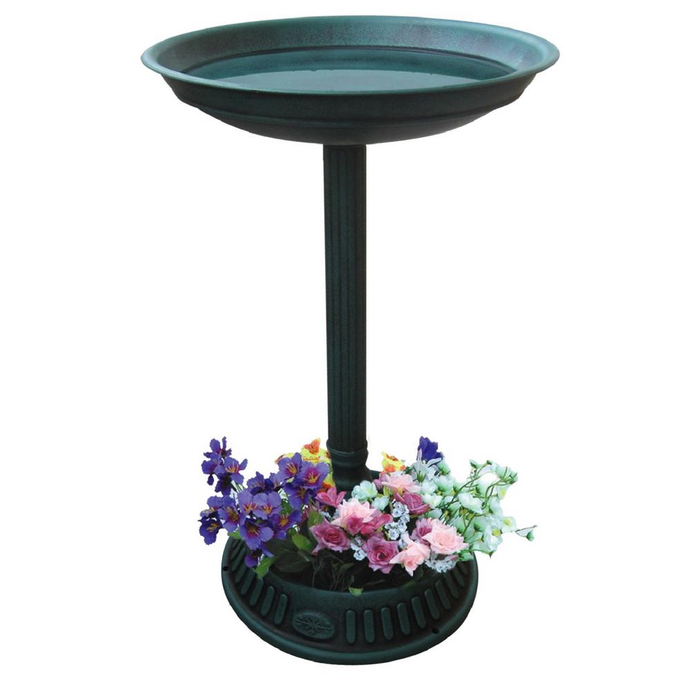 Alpine Corporation Alpine Corporation Green Outdoor Plastic Birdbath ...