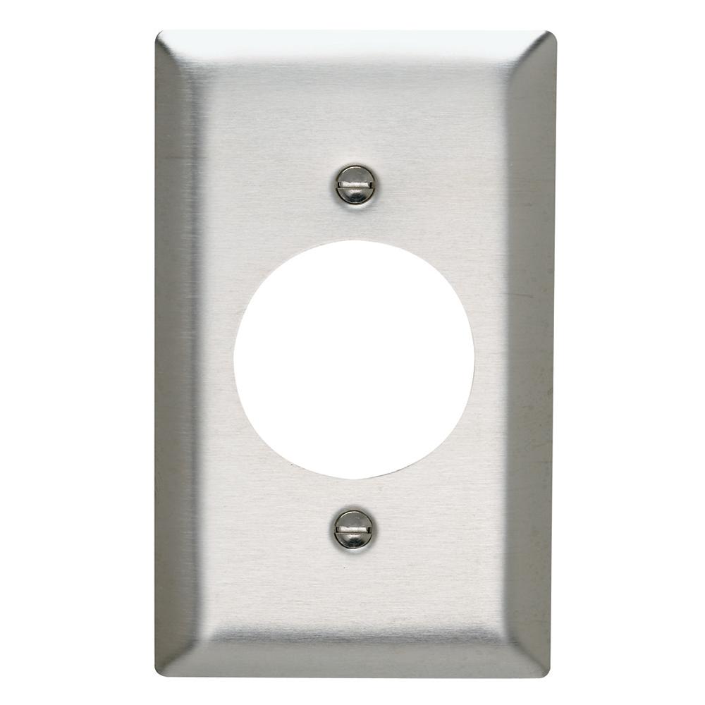 302 Series 1-Gang 1.625 in. Hole Power Outlet Wall Plate in Stainless ...