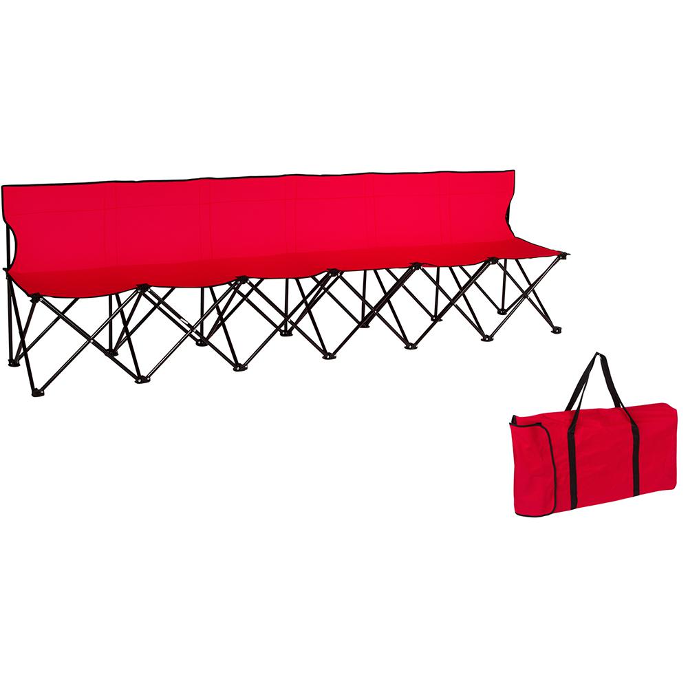 Sits 6 People Red Trademark Innovations Portable Sports Bench with Back