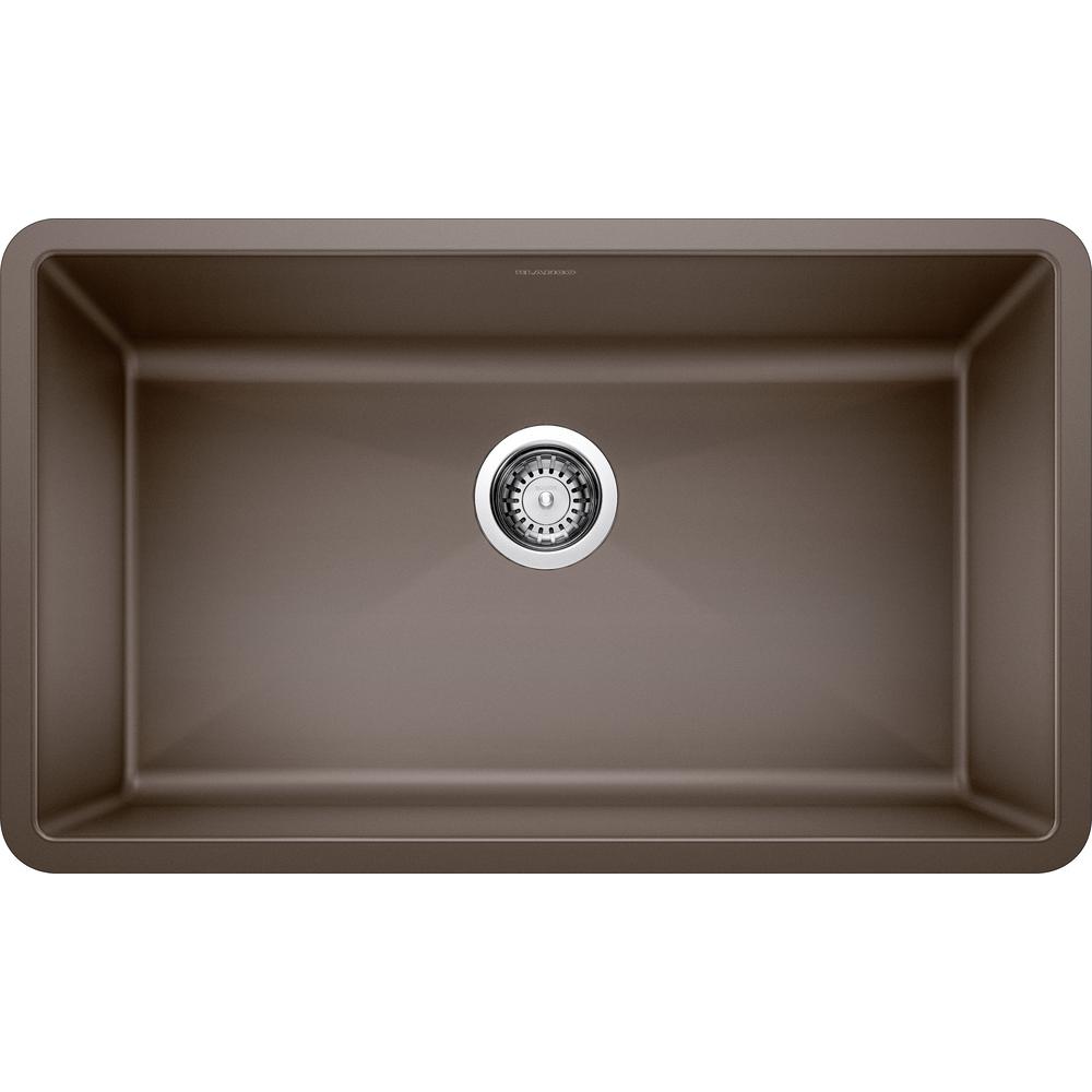 Blanco PRECIS Undermount Granite Composite 32 in. Single Bowl Kitchen Sink in Cafe Brown