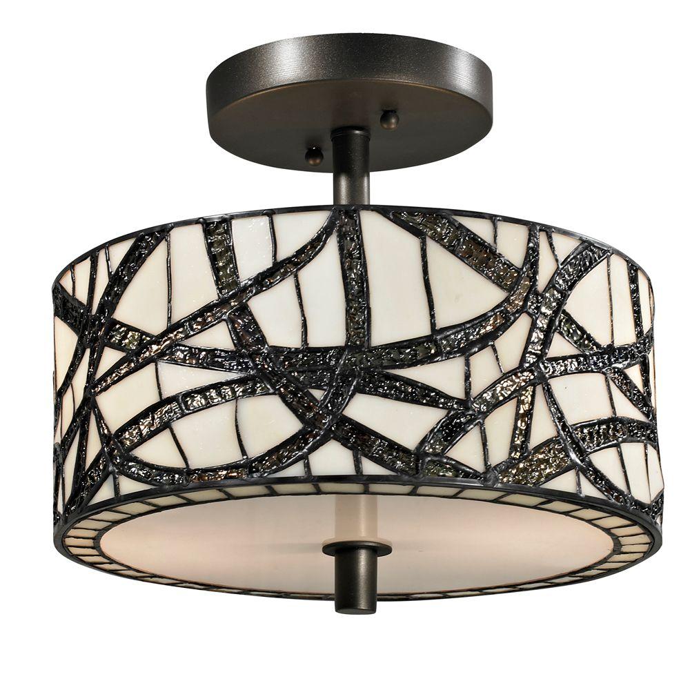 Dale Tiffany Willow Cottage 2 Light Dark Bronze Semi Flush Mount Dale Tiffany Willow Cottage 2 Light