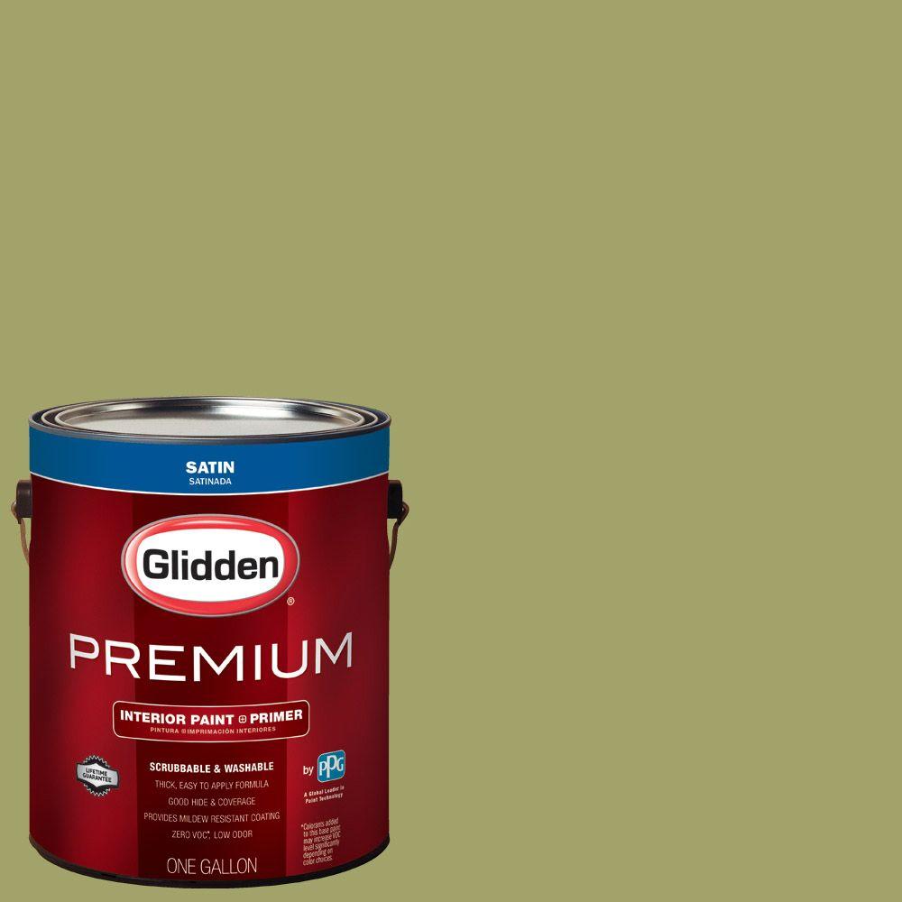 Glidden Premium 1 Gal Hdgg21 Safari Green Satin Interior Paint Hdgg21 Safari Green Satin Interior Paint With Primer
