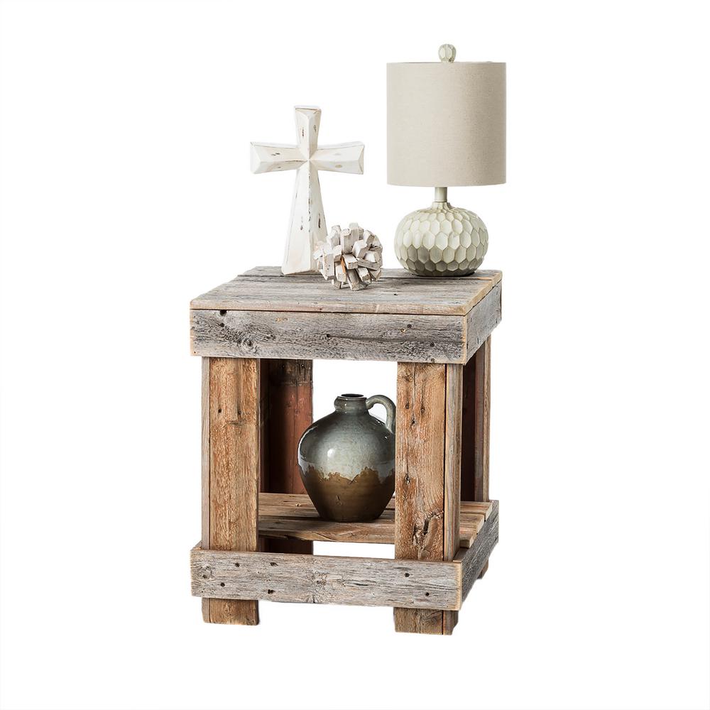 Del Hutson Designs Reclaimed Barnwood Natural End Table DHD1263 The