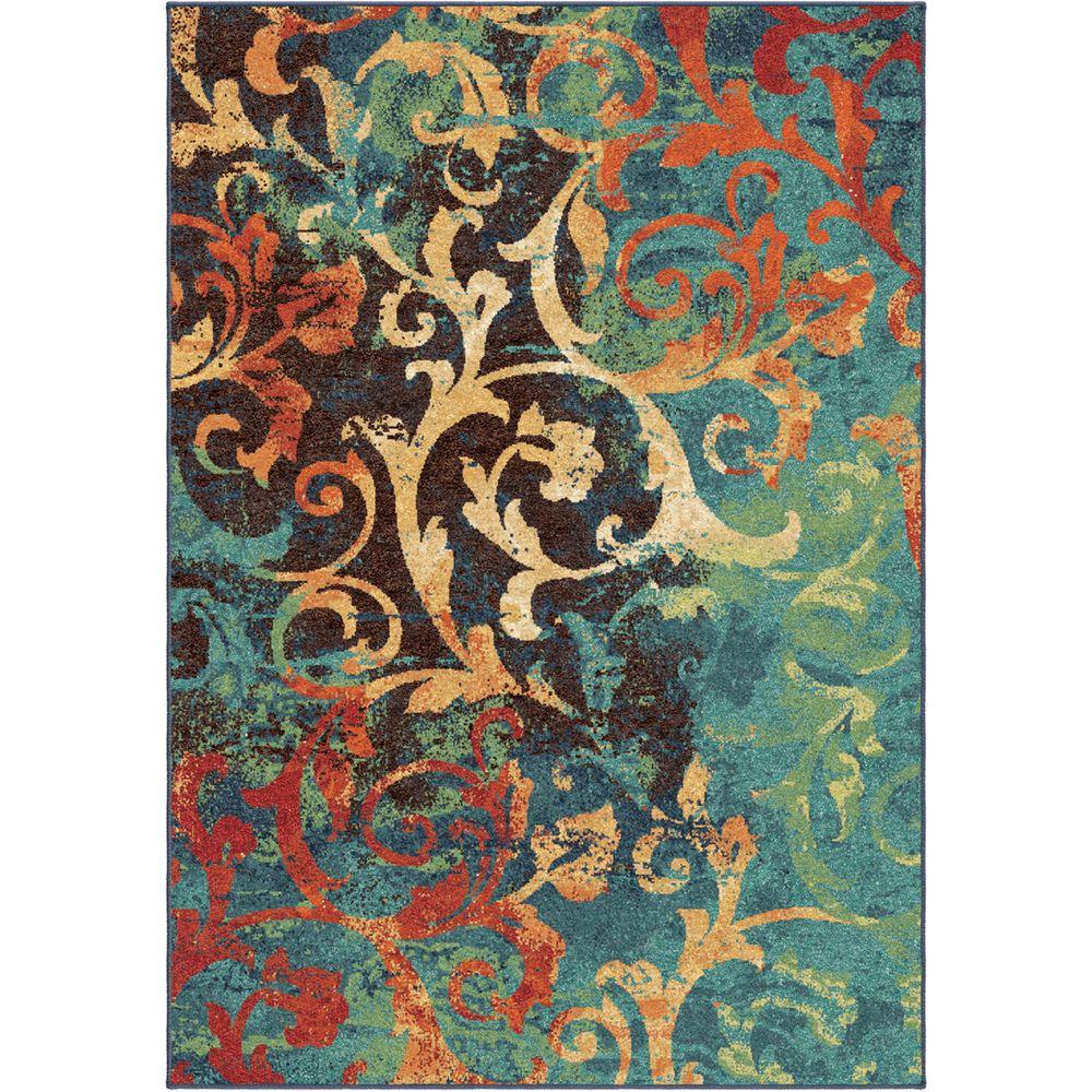 7 X 10 Orian Rugs Area The Home Depot Watercolor Scroll Multi Bright Colors 7 Ft X 10 Indoor Area Rug
