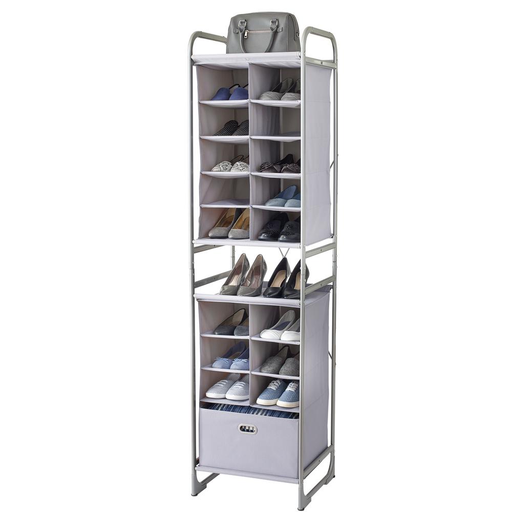 Neatfreak 10 Cubby Fabric And Metal Versa System Closet Shoe Organizer In Alloy Grey With A 6 Cubby Bin Drawer Storage Tower 052369a9b9f 002 The Home Depot