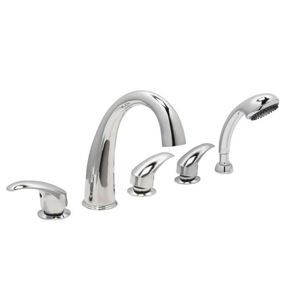 Huntington Brass 5 Piece Fast Fill 2 Handle Deck Mount Roman Tub Faucet With Hand Shower In Chrome